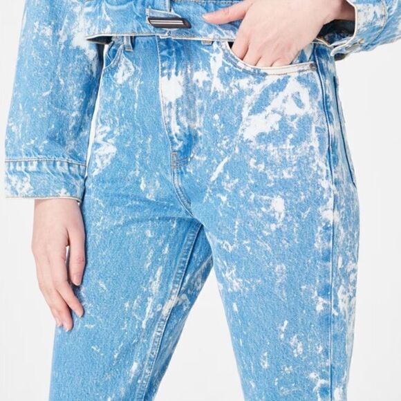 Ganni Betzy Blue Jeans Bleached Wide Leg High Waist Flare Size 24 - Picture 6 of 14